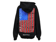 Load image into Gallery viewer, CHROME HEARTS クロムハーツ 星条旗 ジップ パーカー ブラック サーマル フーディ― シルバー金具 サイズM 美品 中古 4b007720
