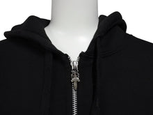 Load image into Gallery viewer, CHROME HEARTS クロムハーツ 星条旗 ジップ パーカー ブラック サーマル フーディ― シルバー金具 サイズM 美品 中古 4b007720
