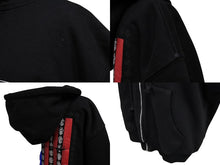 Load image into Gallery viewer, CHROME HEARTS クロムハーツ 星条旗 ジップ パーカー ブラック サーマル フーディ― シルバー金具 サイズM 美品 中古 4b007720