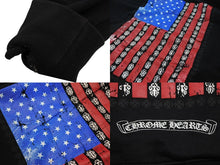 Load image into Gallery viewer, CHROME HEARTS クロムハーツ 星条旗 ジップ パーカー ブラック サーマル フーディ― シルバー金具 サイズM 美品 中古 4b007720