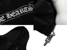 Load image into Gallery viewer, CHROME HEARTS クロムハーツ 星条旗 ジップ パーカー ブラック サーマル フーディ― シルバー金具 サイズM 美品 中古 4b007720
