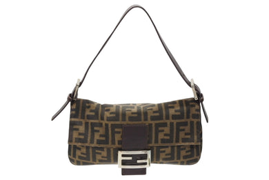 FENDI フェンディ マンマバケット ワンショルダーバッグ 2211-26424-008 ズッカ柄 キャンバス レザー ブラウン シルバー金具 美品 中古 4b007738