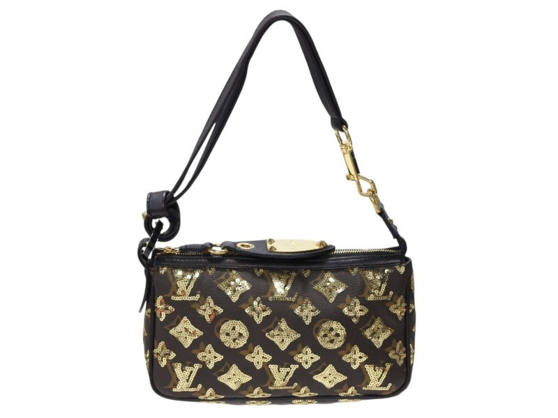 極美品 LOUIS VUITTON ルイヴィトン ミニポシェットアクセソワール アクセサリーポーチ M60125 モノグラムエクリプス スパンコール 中古 4b007742