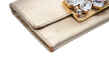 Load image into Gallery viewer, PRADA プラダ ビジュー 長財布 ロングウォレット イタリア製 レザー ビジュー ゴールド金具 良品 中古 4b007782
