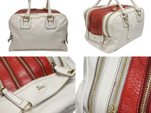 画像をギャラリービューアに読み込む, DOLCE&amp;GABBANA ドルチェ&amp;ガッバーナ ハンドバッグ トートバッグ BAG LILY ホワイト レッド レザー 美品 中古 4b007783