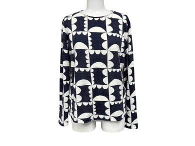 mina perhonen ミナペルホネン ハナグモ 長袖カットソー ネイビー ホワイト サイズ 38 アンゴラ 美品 中古 4b007792