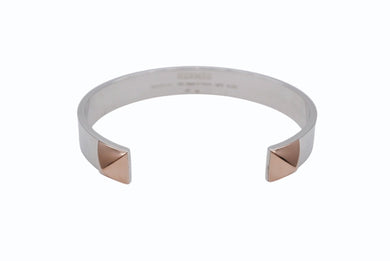 HERMES エルメス クルー ドゥ H ジョンク 2クルー バングル H121455B 重量約36.9g サイズXXL シルバー925 ピンクゴールド750 美品 中古 4b007806