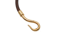 Load image into Gallery viewer, HERMES エルメス Jumbo H ジャンボチョーカー ネックレス 2連ブレスレット アクセサリー レザー ブラウン ゴールド金具 美品 中古 4b007854