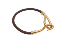 Load image into Gallery viewer, HERMES エルメス Jumbo H ジャンボブレスレット アクセサリー レザー ブラウン ゴールド金具 美品 中古 4b007855