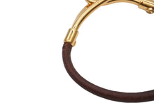 Load image into Gallery viewer, HERMES エルメス Jumbo H ジャンボブレスレット アクセサリー レザー ブラウン ゴールド金具 美品 中古 4b007855