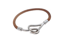 Load image into Gallery viewer, HERMES エルメス Jumbo H ジャンボブレスレット アクセサリー レザー ブラウン シルバー金具 良品 中古 4b007856
