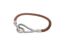 Load image into Gallery viewer, HERMES エルメス Jumbo H ジャンボブレスレット アクセサリー レザー ブラウン シルバー金具 良品 中古 4b007856