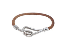 Load image into Gallery viewer, HERMES エルメス Jumbo H ジャンボブレスレット アクセサリー レザー ブラウン シルバー金具 良品 中古 4b007856