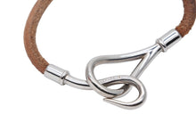 Load image into Gallery viewer, HERMES エルメス Jumbo H ジャンボブレスレット アクセサリー レザー ブラウン シルバー金具 良品 中古 4b007856