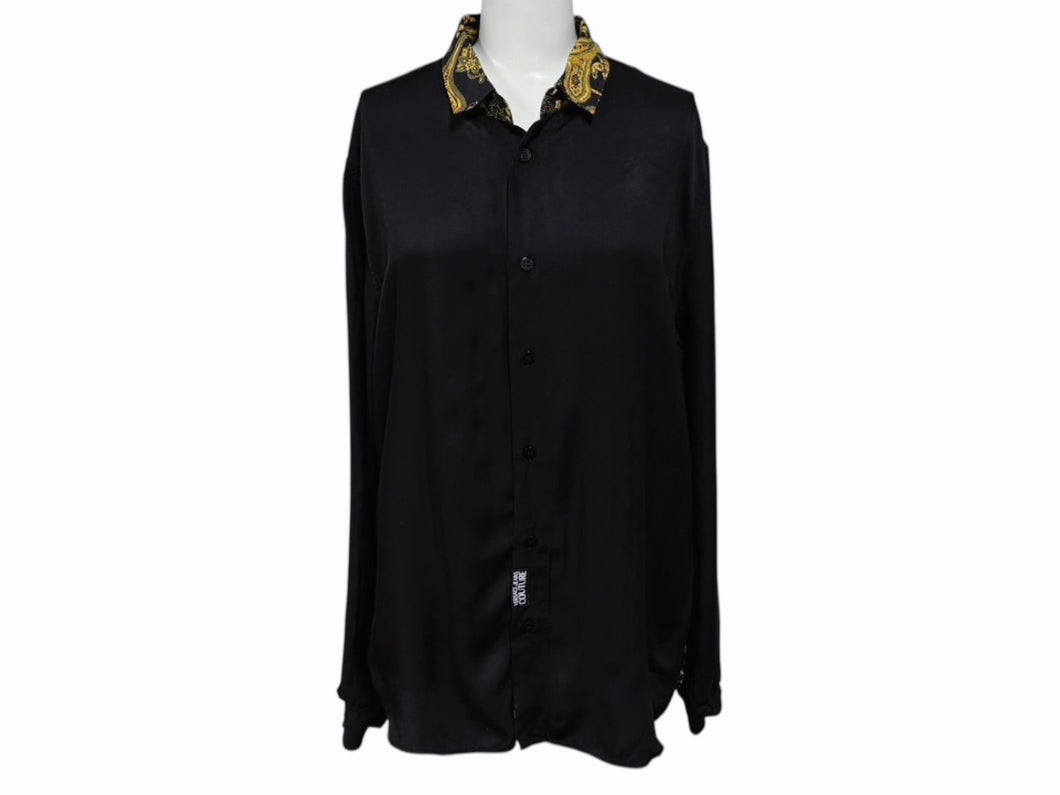 VERSACE JEANS COUTURE ヴェルサーチ ジーンズ クチュール 長袖シャツ BIGZA6S9-0761 9 ブラック イエロー サイズXS 美品 中古 4b007861