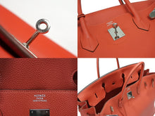 Load image into Gallery viewer, 極美品 HERMES エルメス バーキン40 ハンドバッグ ◻︎R刻印 トゴ ルージュピヴォワンヌ シルバー金具 2014年 内縫い 中古 4b007882