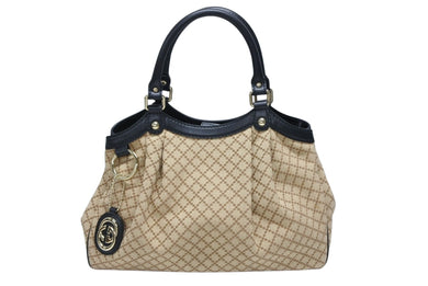 極美品 GUCCI グッチ ハンドバッグ トートバッグ ディアマンテ スーキー ベージュ キャンバス 211944 シルバー金具 中古 4b007883