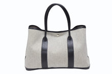 Load image into Gallery viewer, 極美品 HERMES エルメス ガーデンパーティPM ハンドバッグ トートバッグ □G刻印 トワルアッシュ ナチュラル ブラック 中古 4b007889
