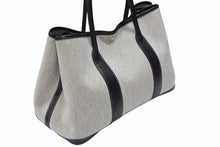 Load image into Gallery viewer, 極美品 HERMES エルメス ガーデンパーティPM ハンドバッグ トートバッグ □G刻印 トワルアッシュ ナチュラル ブラック 中古 4b007889