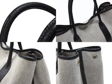 Load image into Gallery viewer, 極美品 HERMES エルメス ガーデンパーティPM ハンドバッグ トートバッグ □G刻印 トワルアッシュ ナチュラル ブラック 中古 4b007889