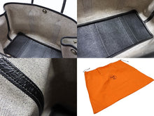 Load image into Gallery viewer, 極美品 HERMES エルメス ガーデンパーティPM ハンドバッグ トートバッグ □G刻印 トワルアッシュ ナチュラル ブラック 中古 4b007889
