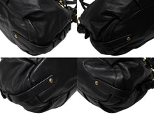 画像をギャラリービューアに読み込む, PRADA プラダ ギャザー 2WAYバッグ ハンドバッグ ショルダーバッグ カーフレザー ブラック ゴールド金具 美品 中古 4b007894