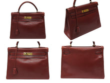 Load image into Gallery viewer, エルメス ケリー32 内縫い ルージュアッシュ ○Y刻印 カーフスキン ゴールド金具 ハンドバッグ 2WAY 美品 中古 4b007904