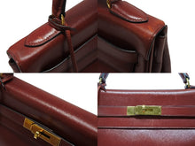 Load image into Gallery viewer, エルメス ケリー32 内縫い ルージュアッシュ ○Y刻印 カーフスキン ゴールド金具 ハンドバッグ 2WAY 美品 中古 4b007904