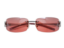 Load image into Gallery viewer, CELINE セリーヌ サングラス アイウェア SC 1047S トリオンフ ラインストーン レッド シルバー 美品 中古 4b007909