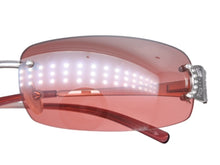 Load image into Gallery viewer, CELINE セリーヌ サングラス アイウェア SC 1047S トリオンフ ラインストーン レッド シルバー 美品 中古 4b007909