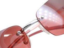 Load image into Gallery viewer, CELINE セリーヌ サングラス アイウェア SC 1047S トリオンフ ラインストーン レッド シルバー 美品 中古 4b007909