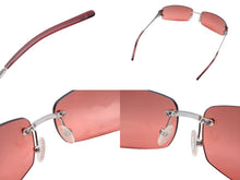 Load image into Gallery viewer, CELINE セリーヌ サングラス アイウェア SC 1047S トリオンフ ラインストーン レッド シルバー 美品 中古 4b007909