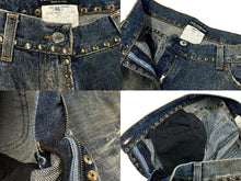 画像をギャラリービューアに読み込む, DOLCE&amp;GABBANA ドルチェアンドガッバーナ レアモデル ヴィンテージデニムパンツ クラッシュ加工 スタッズ 刺繍 コットン サイズ40 美品 中古 4b007916