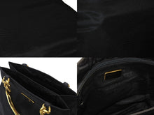 Load image into Gallery viewer, PRADA プラダ ハンドバッグ トライアングル ロゴ ナイロン ゴールド金具 黒 ブラック 美品 中古 4b007954