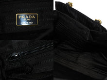 Load image into Gallery viewer, PRADA プラダ ハンドバッグ トライアングル ロゴ ナイロン ゴールド金具 黒 ブラック 美品 中古 4b007954