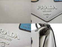 Load image into Gallery viewer, PRADA プラダ ロボット モノクローム チェーンショルダーバッグ 1BD127 サフィアーノレザー アイボリー シルバー金具 良品 中古 4b007961