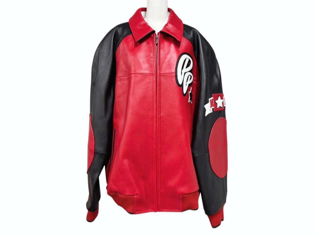 新品 未使用品 pellepelle ペレペレ CLASSIC SODA レザー ジャケット レッド ブラック サイズ2XL 中古 4b008041
