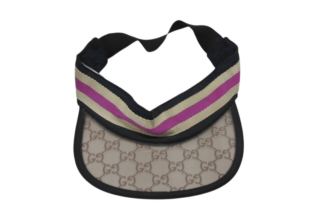 GUCCI グッチ サンバイザー キャップ GGマーク ポリエステル コットン ブラウン サイズM 美品 中古 4b008042