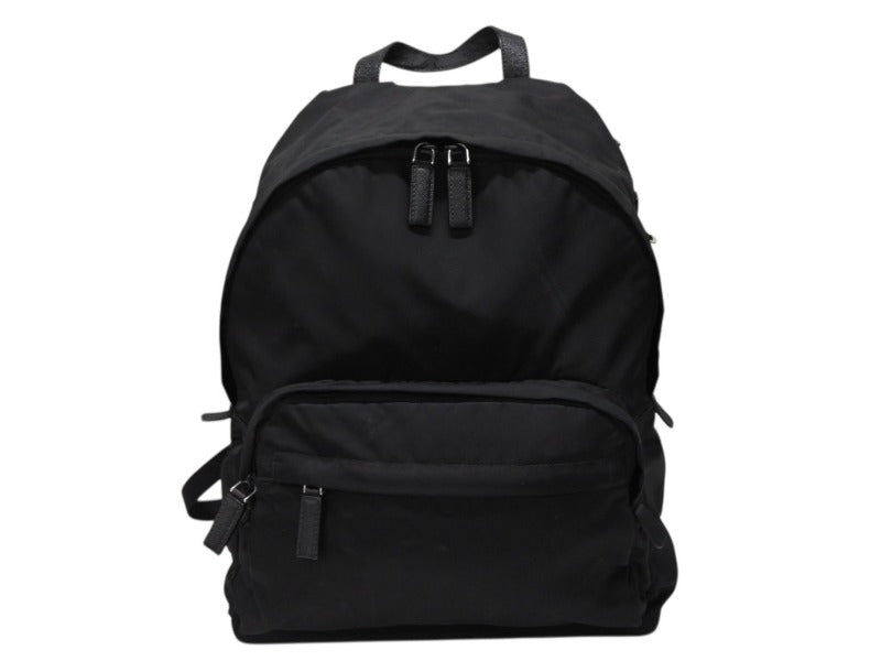 PRADA プラダ リュック バックパック 2VZ066 トライアングルロゴ ナイロン ブラック シルバー金具 良品 中古 4b008056