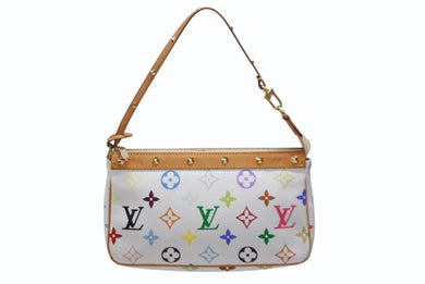 極美品 LOUIS VUITTON ルイヴィトン ハンドバッグ ポシェット アクセソワール アクセサリーポーチ M92649 モノグラム マルチカラー 村上隆 中古 4b008098