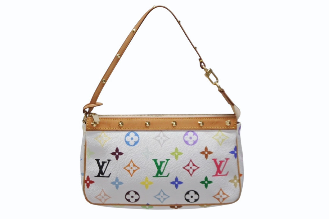 極美品 LOUIS VUITTON ルイヴィトン ハンドバッグ ポシェット アクセソワール アクセサリーポーチ M92649 モノグラム マルチカラー 村上隆 中古 4b008098