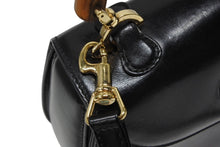 画像をギャラリービューアに読み込む, GUCCI グッチ ハンドバッグ ブラック ミニサイズ レザー バンブー ポシェット 00020460100 ゴールド金具 美品 中古 4b008115
