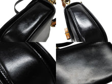 画像をギャラリービューアに読み込む, GUCCI グッチ ハンドバッグ ブラック ミニサイズ レザー バンブー ポシェット 00020460100 ゴールド金具 美品 中古 4b008115