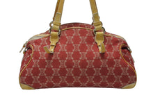 Load image into Gallery viewer, CELINE セリーヌ マカダム キャンバス ショルダーバッグ WS14661 シルバー金具 レッド コットン レザー 美品 中古 4b008123