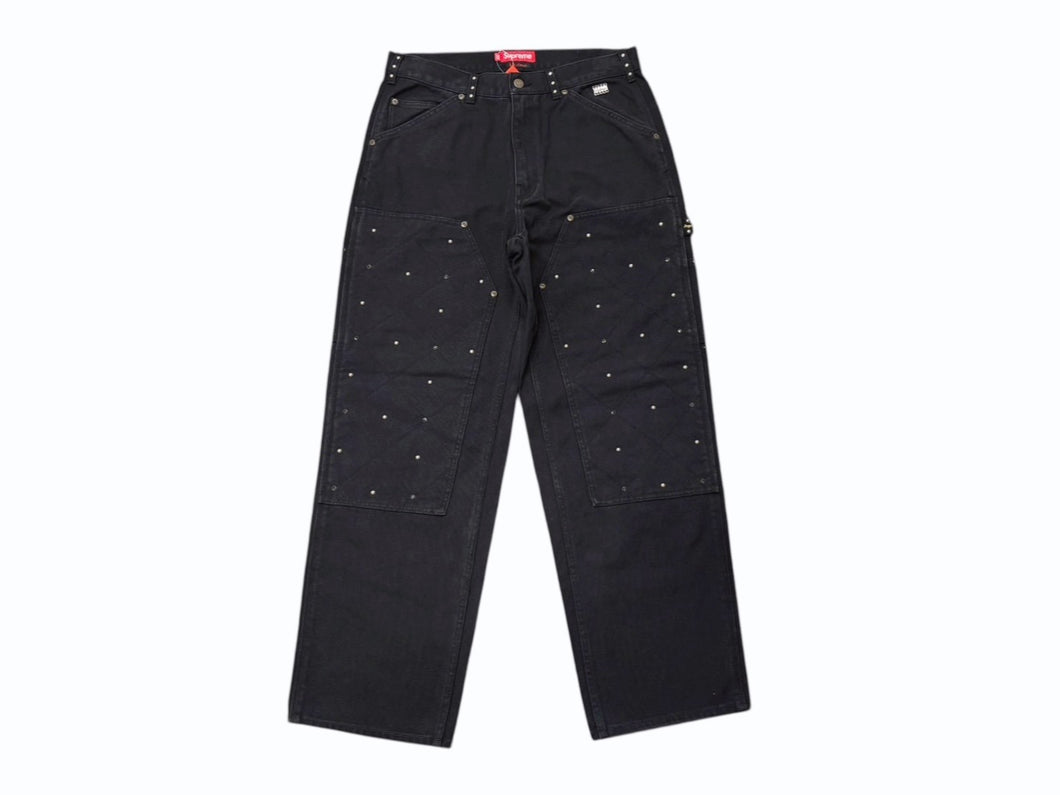 新品未使用 Supreme×b.b. Simon シュプリーム×ビービーサイモン Studded Double Knee Painter Pant ブラック コットン 32 4b008128