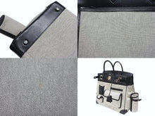 Load image into Gallery viewer, HERMES エルメス オータクロア40 カーゴ ハンドバッグ トワルアッシュ ヴォーエバーカーフ エクリュ ブラック Z刻印 2021年 SV金具 美品 中古 4b008142