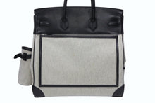 Load image into Gallery viewer, HERMES エルメス オータクロア40 カーゴ ハンドバッグ トワルアッシュ ヴォーエバーカーフ エクリュ ブラック Z刻印 2021年 SV金具 美品 中古 4b008142