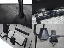 Load image into Gallery viewer, HERMES エルメス オータクロア40 カーゴ ハンドバッグ トワルアッシュ ヴォーエバーカーフ エクリュ ブラック Z刻印 2021年 SV金具 美品 中古 4b008142