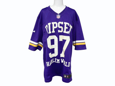 DIPSET HARLEMWORLD NFL NIKE フットボールジャージ 半袖シャツ ラバープリント パープル ポリエステル サイズM 美品 中古 4b008146