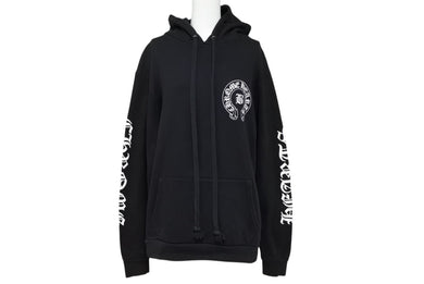 CHROME HEARTS クロムハーツ BELLA HD PLVR ベラハディッド イニシャル刺繍 ロゴプリント プルオーバーパーカーサイズM ブラック 美品 中古 4b008151